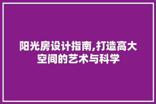 阳光房设计指南,打造高大空间的艺术与科学