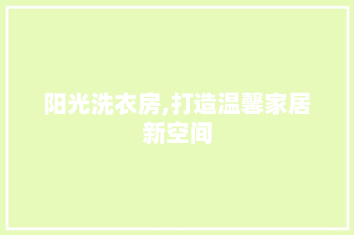 阳光洗衣房,打造温馨家居新空间