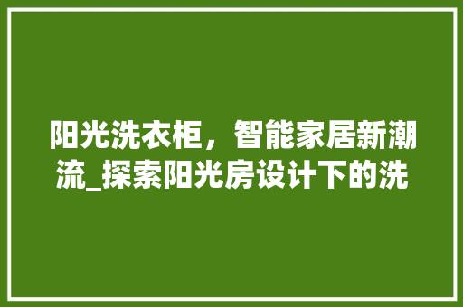 阳光洗衣柜，智能家居新潮流_探索阳光房设计下的洗衣柜创新