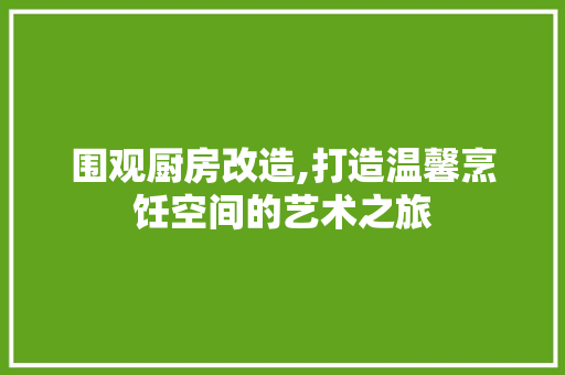 围观厨房改造,打造温馨烹饪空间的艺术之旅