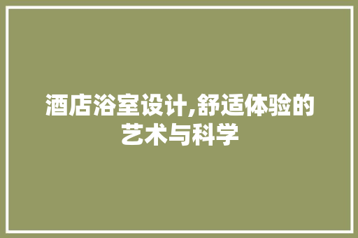 酒店浴室设计,舒适体验的艺术与科学