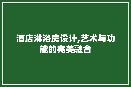 酒店淋浴房设计,艺术与功能的完美融合