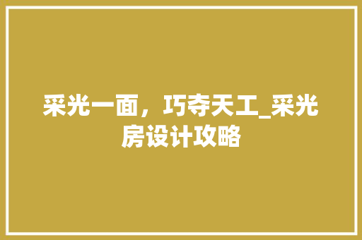 采光一面，巧夺天工_采光房设计攻略