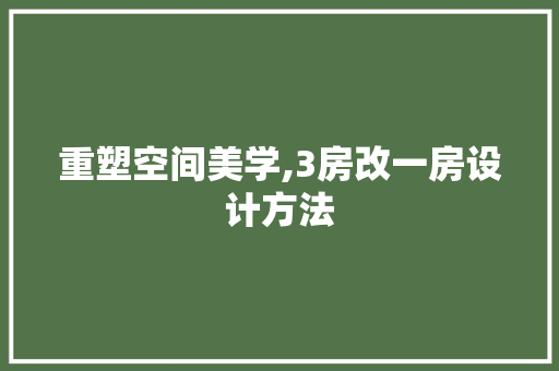 重塑空间美学,3房改一房设计方法