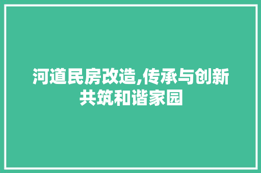 河道民房改造,传承与创新共筑和谐家园