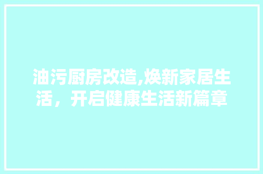 油污厨房改造,焕新家居生活，开启健康生活新篇章