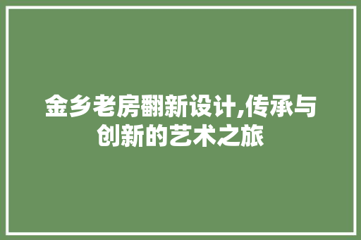 金乡老房翻新设计,传承与创新的艺术之旅