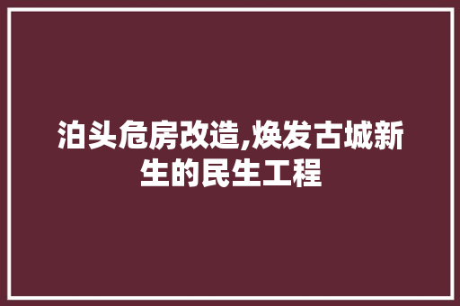 泊头危房改造,焕发古城新生的民生工程