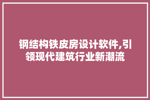 钢结构铁皮房设计软件,引领现代建筑行业新潮流