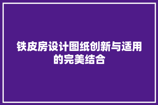 铁皮房设计图纸创新与适用的完美结合