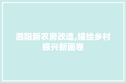 泗阳新农房改造,描绘乡村振兴新画卷