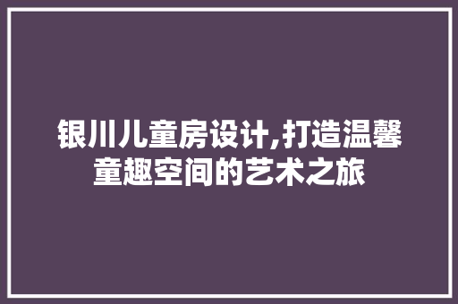 银川儿童房设计,打造温馨童趣空间的艺术之旅