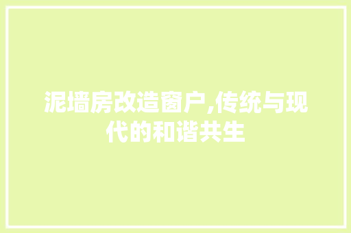 泥墙房改造窗户,传统与现代的和谐共生