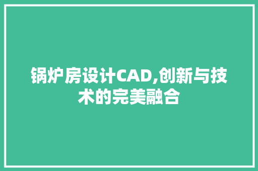 锅炉房设计CAD,创新与技术的完美融合