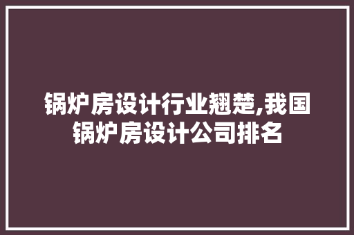 锅炉房设计行业翘楚,我国锅炉房设计公司排名