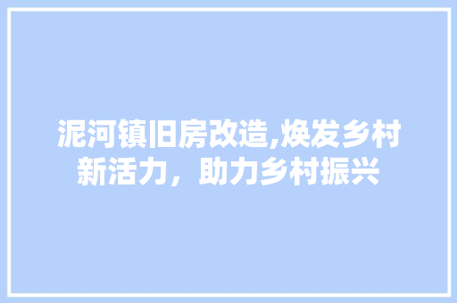 泥河镇旧房改造,焕发乡村新活力，助力乡村振兴