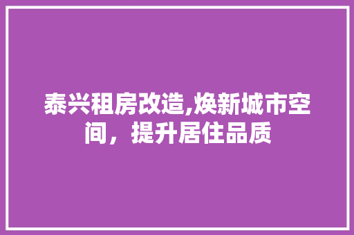 泰兴租房改造,焕新城市空间，提升居住品质