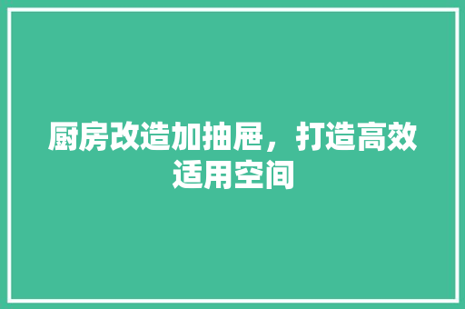 厨房改造加抽屉，打造高效适用空间