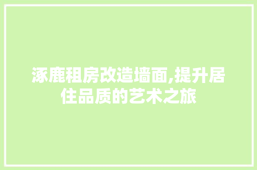 涿鹿租房改造墙面,提升居住品质的艺术之旅