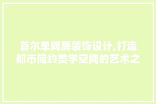 首尔单间房装饰设计,打造都市简约美学空间的艺术之旅