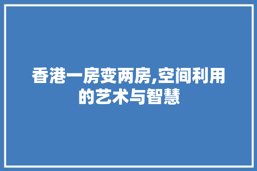 香港一房变两房,空间利用的艺术与智慧