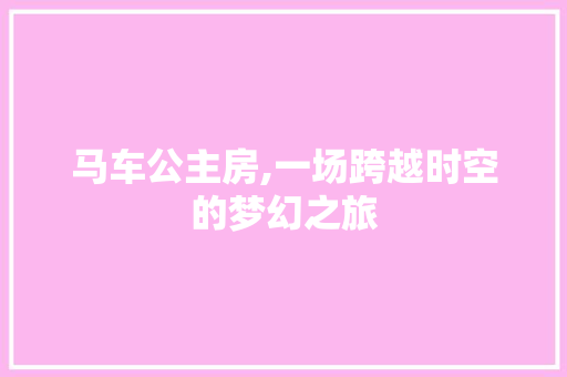 马车公主房,一场跨越时空的梦幻之旅