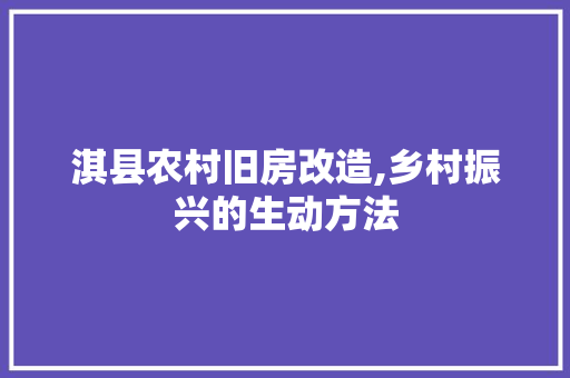 淇县农村旧房改造,乡村振兴的生动方法