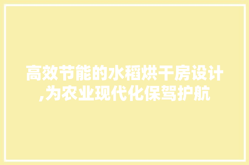 高效节能的水稻烘干房设计,为农业现代化保驾护航