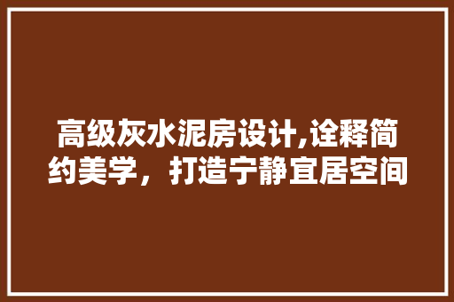 高级灰水泥房设计,诠释简约美学，打造宁静宜居空间