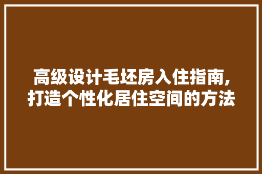 高级设计毛坯房入住指南,打造个性化居住空间的方法