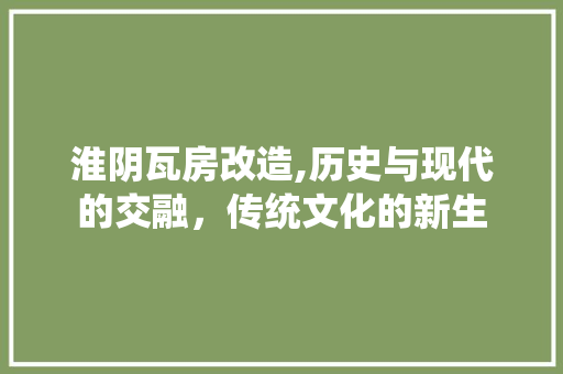 淮阴瓦房改造,历史与现代的交融，传统文化的新生