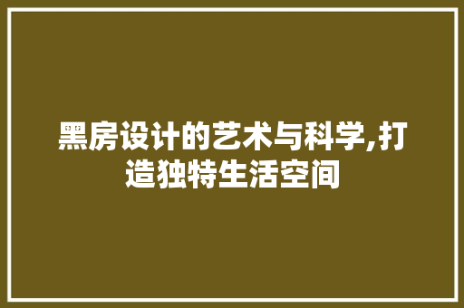 黑房设计的艺术与科学,打造独特生活空间