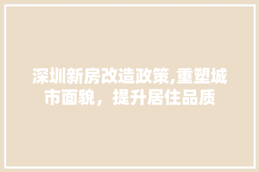 深圳新房改造政策,重塑城市面貌，提升居住品质