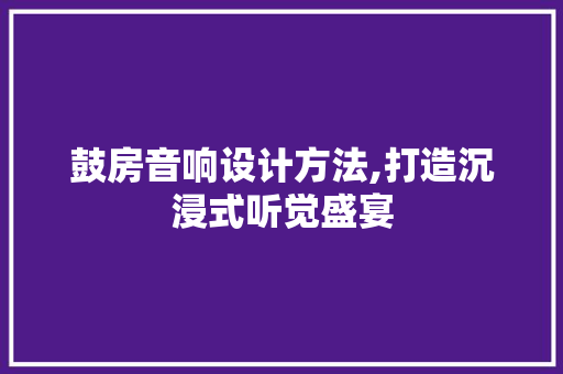 鼓房音响设计方法,打造沉浸式听觉盛宴