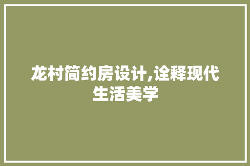 龙村简约房设计,诠释现代生活美学