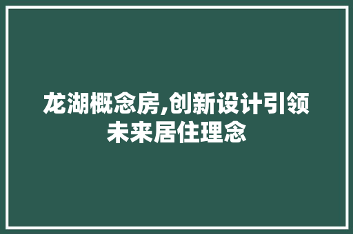 龙湖概念房,创新设计引领未来居住理念