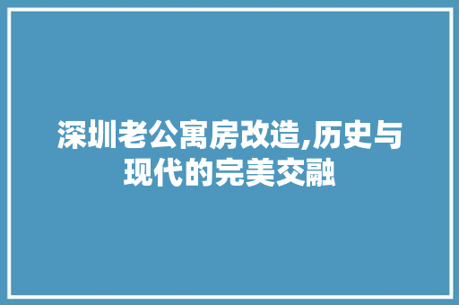 深圳老公寓房改造,历史与现代的完美交融