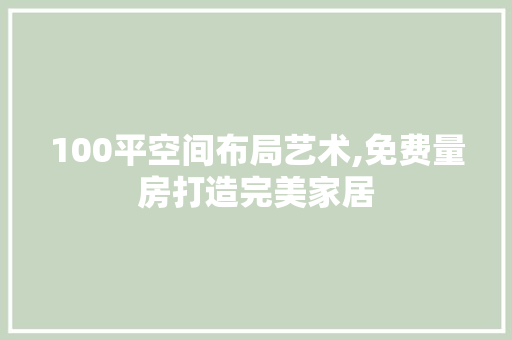 100平空间布局艺术,免费量房打造完美家居