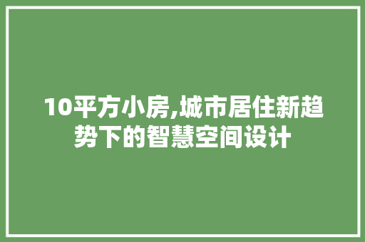 10平方小房,城市居住新趋势下的智慧空间设计