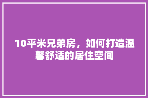 10平米兄弟房，如何打造温馨舒适的居住空间