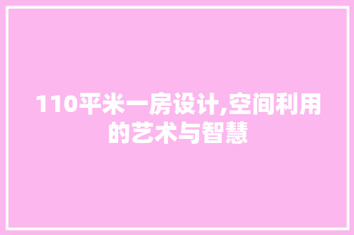 110平米一房设计,空间利用的艺术与智慧