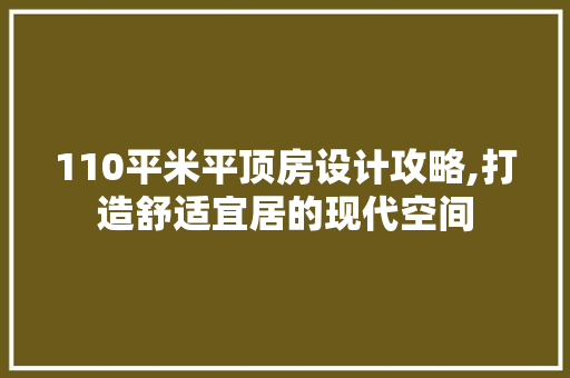 110平米平顶房设计攻略,打造舒适宜居的现代空间