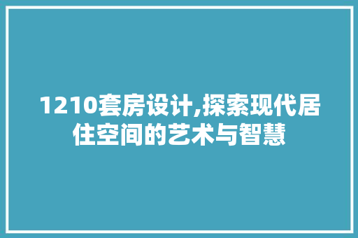 1210套房设计,探索现代居住空间的艺术与智慧