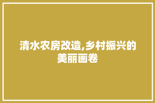 清水农房改造,乡村振兴的美丽画卷
