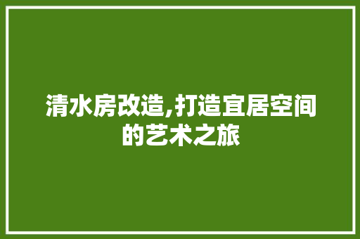 清水房改造,打造宜居空间的艺术之旅