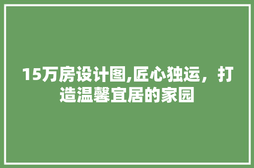 15万房设计图,匠心独运，打造温馨宜居的家园