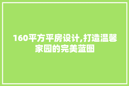 160平方平房设计,打造温馨家园的完美蓝图