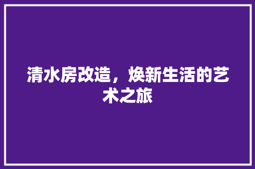 清水房改造，焕新生活的艺术之旅
