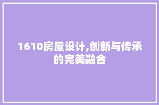 1610房屋设计,创新与传承的完美融合