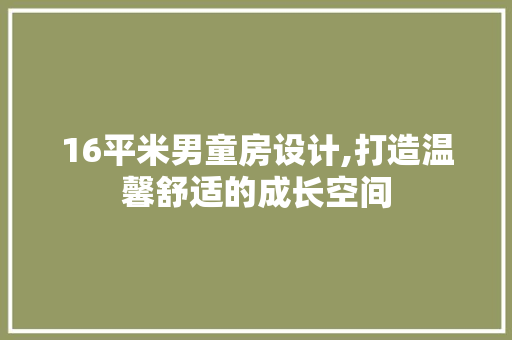 16平米男童房设计,打造温馨舒适的成长空间